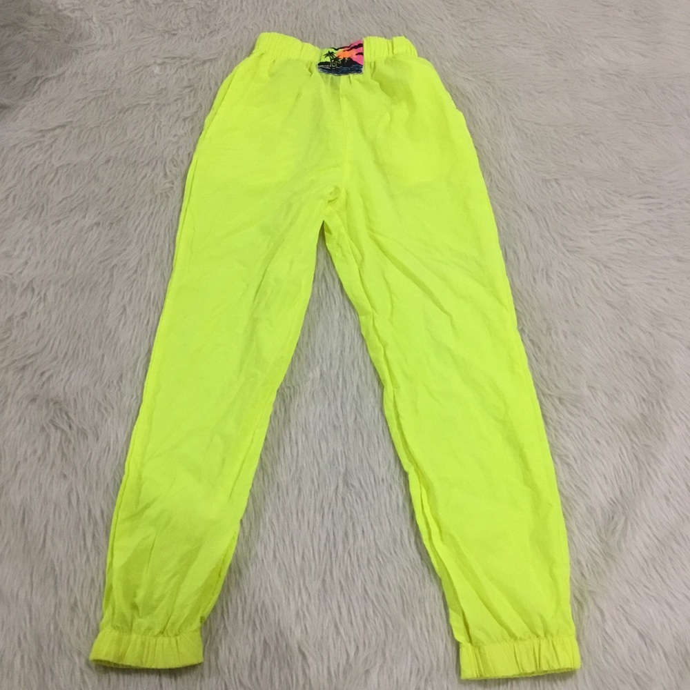 Vintage Shell shock neon yellow surf pants